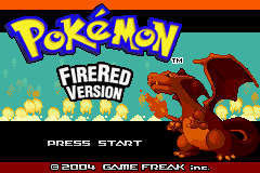 Pokemon FireRed title screen for GameBoy Advance